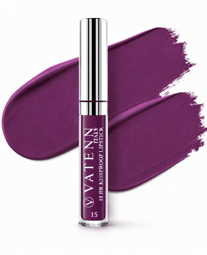 VATENN ITALY 18 Hr Kissproof Lipstick 15 Matte liquid lipstick, Lead-Free ,No Dry Feel, Weightless Feel, Vinyl Ink Kissproof /Lip Lingerie Transfer-Proof, All Day Wear. - Image 1